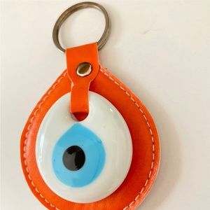 Leather evil eye keychain